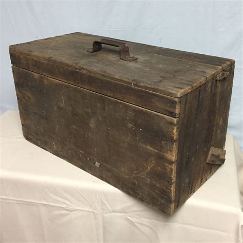 metal carpenter's tool box|vintage wood carpenters tool box.